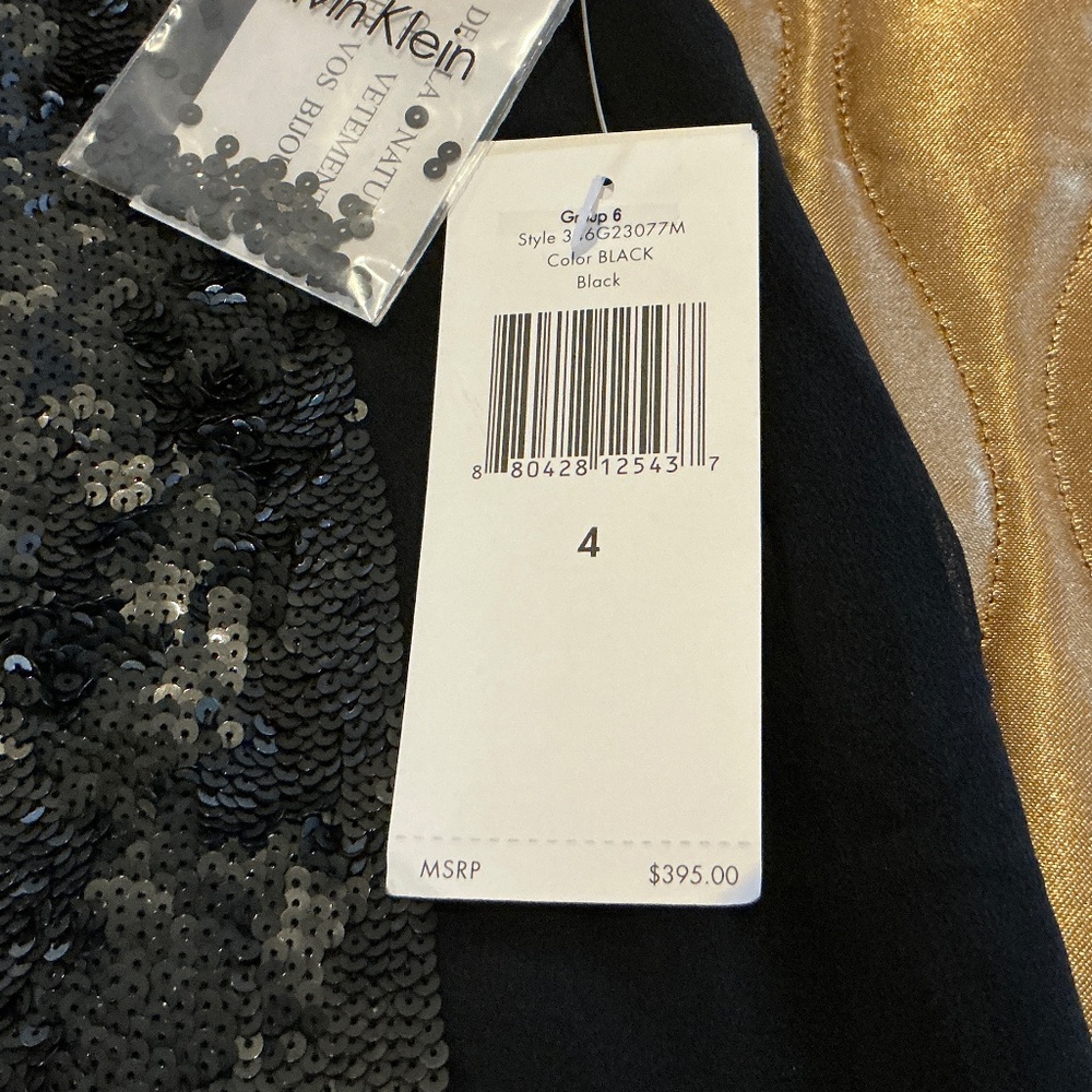 NWT CALVIN KLEIN 100% Silk Sequined Mini Skirt Black Size 4 - Picture 4 of 11